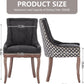 Dining Chairs Set Of 2 High Back Upholstered Fabric With Solid Wood Legs