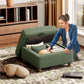 Emerald Corduroy Storage Ottoman 25 Inch Cushioned