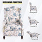 Upholstered Wingback Recliner Chair Blue Floral Elegant