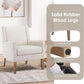 Beige Wingback Chairs With Wood Legs For Living Room
