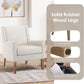 Beige Chenille Upholstered Wingback Chair With Wood