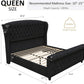 Queen Velvety Platform Bed Frame Black Upholstered