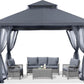11x11ft Gazebo With Mosquito Netting Charcoal Gray