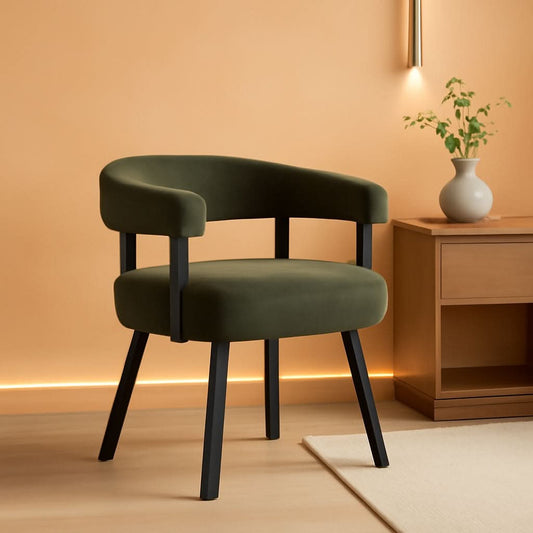 Green Leather Upholstered Dining Chairs Curved Back
