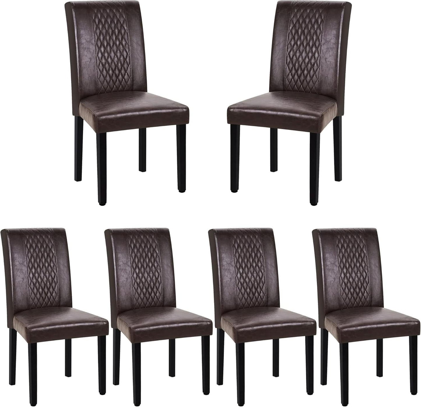 Dining Chairs Ergonomic Lumbar Chocolate PU Leather