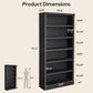 Five Tier Black Finished Wooden Adjustable Bookcase