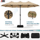 Fifteen Foot Patio Umbrella Khaki Outdoor Poolside Base
