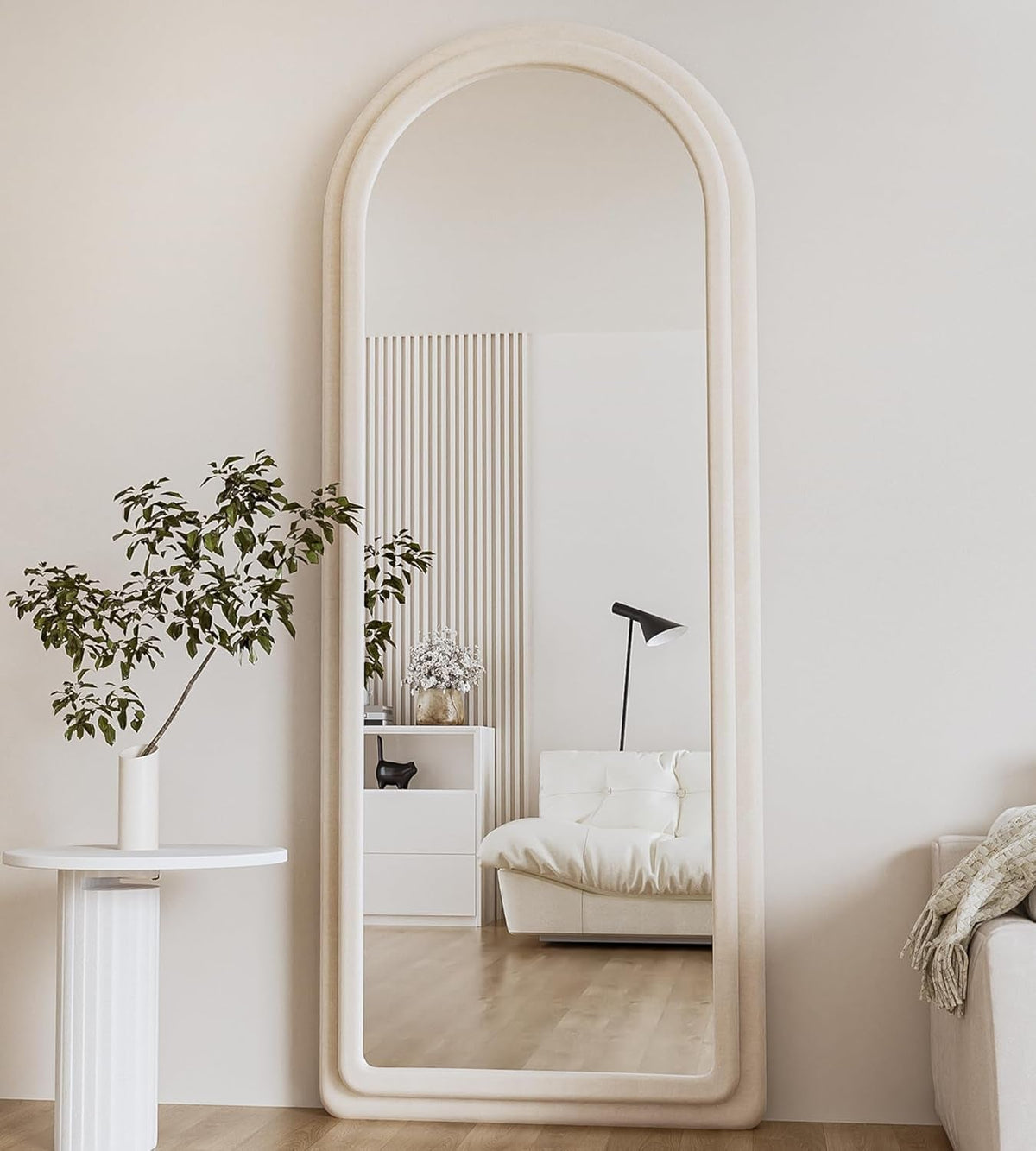 Arched Freestanding Floor Mirror 63x24 Inches White