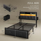 Full Size Upholstered Bed With Integrated Charging