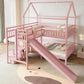 Pink Full Over Full Bunk Bed Playhouse With Stairs Storage