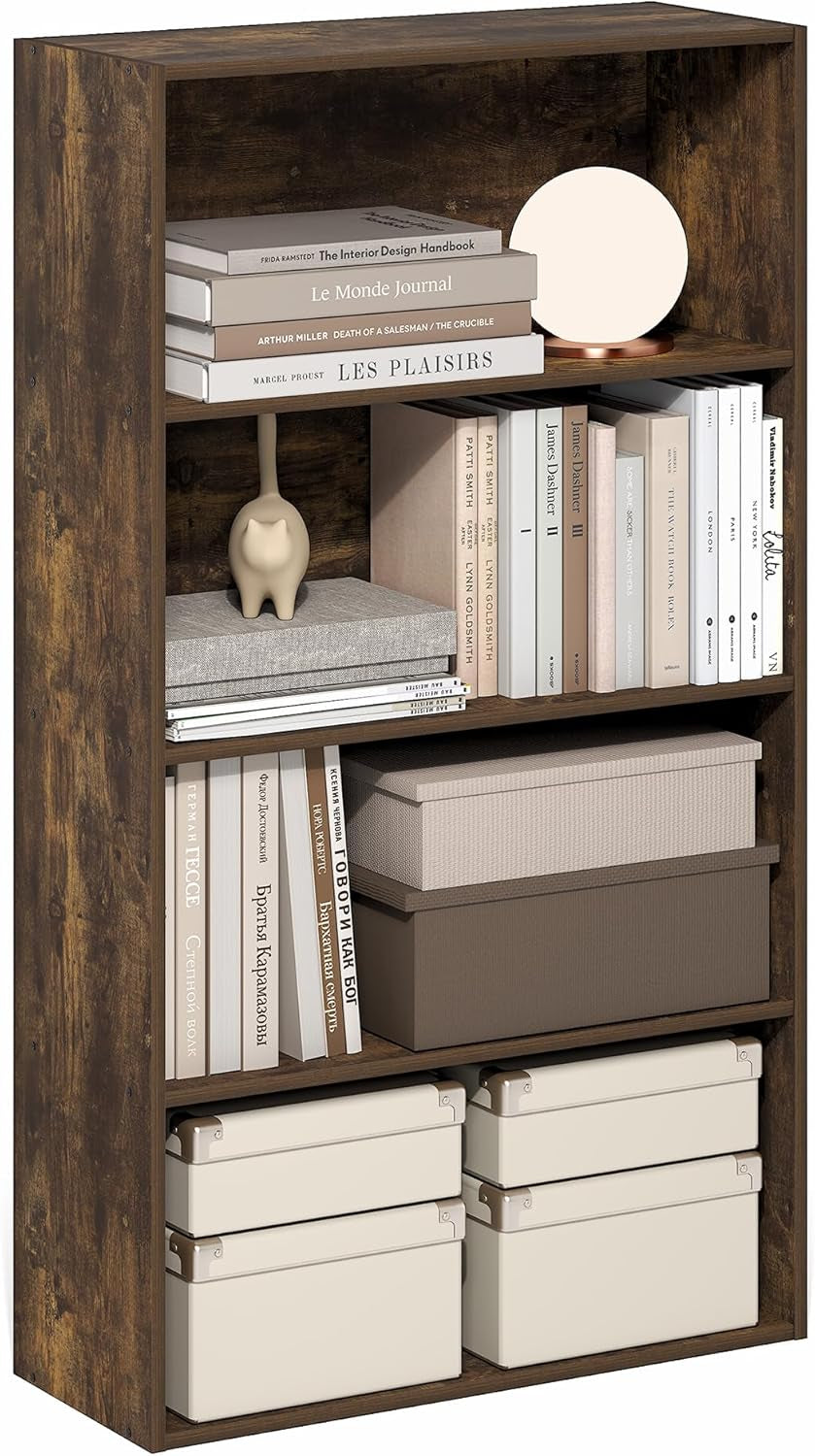 Contemporary Amber Pine Four Tier Bookcase Storage