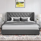 Grey VelvetLux Upholstered King Bed Frame Wing back