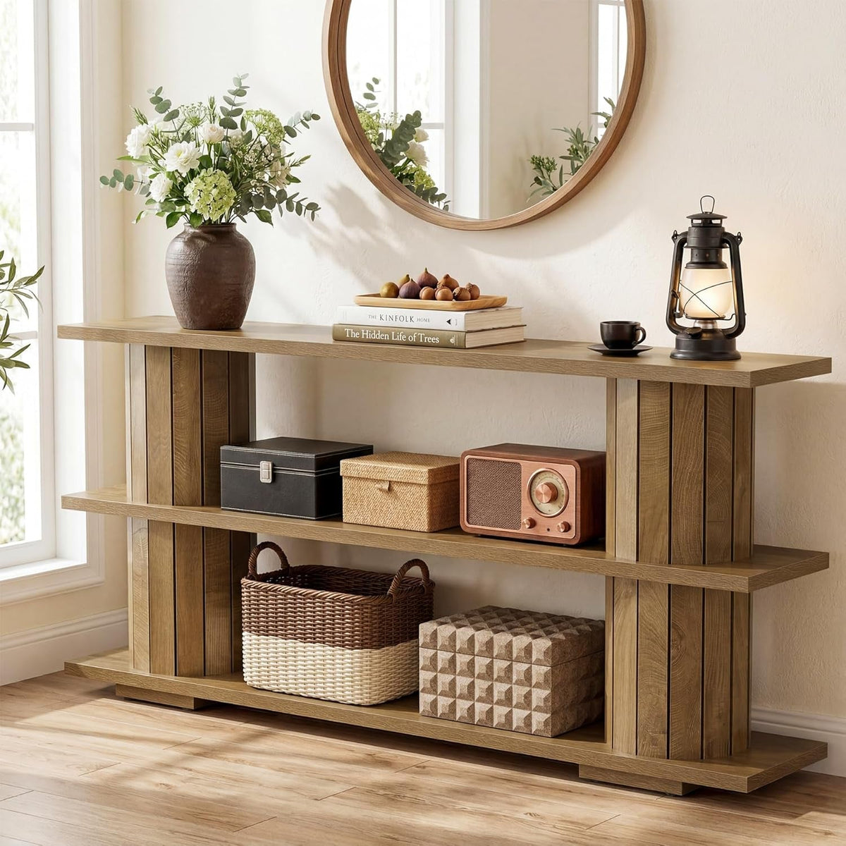 62.9 Inch Multifunctional Entryway Console Table Storage