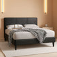 Queen Faux Leather Platform Bed Frame With Wood Slats