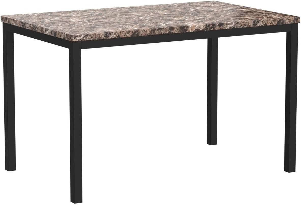 Black Metal Dining Table With Laminated Faux Marble Top