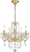 Gold Mini Crystal Chandelier With Five Bulbs Living Room-0