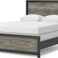Queen Bed Frame With Headboard TwoTone Warm Gray Matte Black