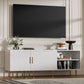 65 Inch TV Stand White Oak Entertainment