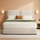 Queen Size Cream Corduroy Upholstered Platform Bed