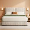 Queen Size Cream Corduroy Upholstered Platform Bed