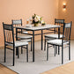 Grey Faux Marble Dining Table Set For 4 With Padded Chairs