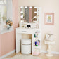 White Makeup Vanity Dresser With Illuminated Mirror
