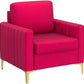 Fuchsia Velvet Upholstered Armchair With Gold Legs