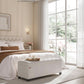 Cream Velvet Textured Storage Ottoman Bench 43Inch