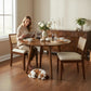 Walnut Rattan Upholstered Dining Chairs Curved Backrest