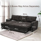 Espresso Velvet Sleeper Sectional Sofa Bed Chaise Set