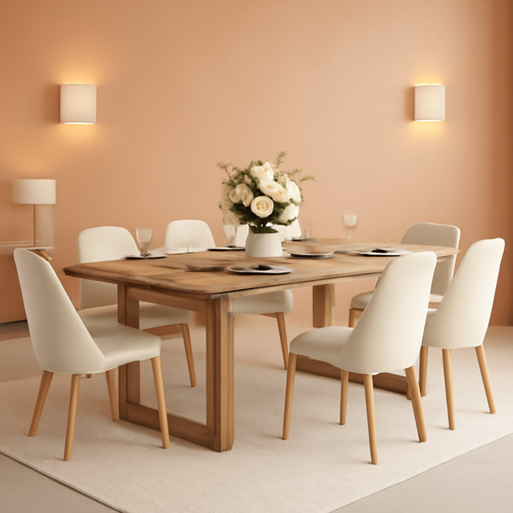 Solid Fir Wood Dining Table SixtyThree Inch Weathered Brown Finish