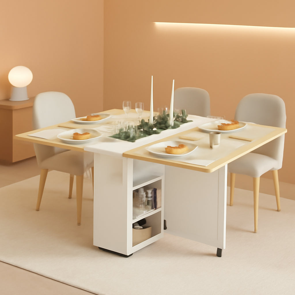 Garvee Folding Dining Table Featuring Storage Drawers-0