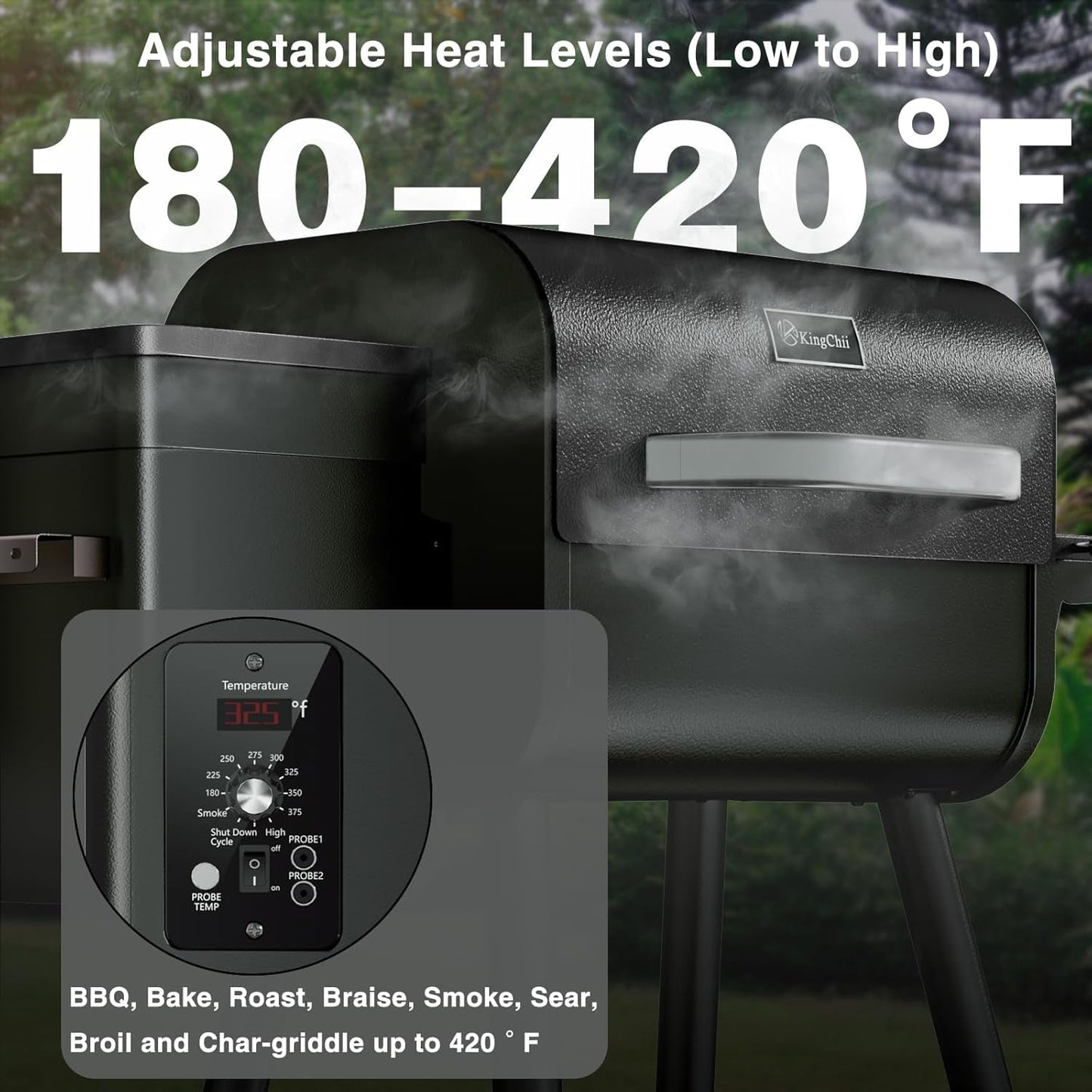 Black Pellet Grill Smoker With Temperature Precision