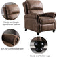 Pushback Recliner Chair Leather Rivet Decoration Chocolate