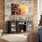 Retro TV Stand For 65 Inch TV With Storage And Open Shelves Black