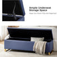 Navy Upholstered Storage Ottoman Bench With Hideaway