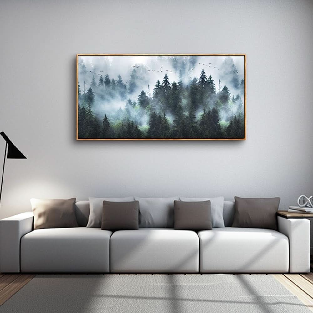 Artisan Framed Forest Fog Canvas ExtraLarge Wall Art 24x48