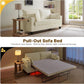 Beige 65-Inch Sleeper Sofa Bed, 2-in-1 Convertible