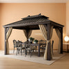 10x13 Galvanized Steel Gazebo With Netting Curtains
