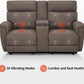 Mocha Power Recliner Loveseat With Massaging For Living Room Comfort