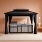 8x12 Grey Aluminum Hardtop Gazebo Backyard Patio Deluxe