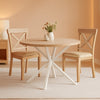 Natural Oak Round Dining Table With Rounded Edges For Four 47.2Inch