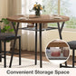 Round Dining Table Set For Four Walnut Wood Finish Metal