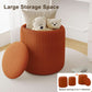 Two Orange Velvet Round Storage Ottoman Multifunction