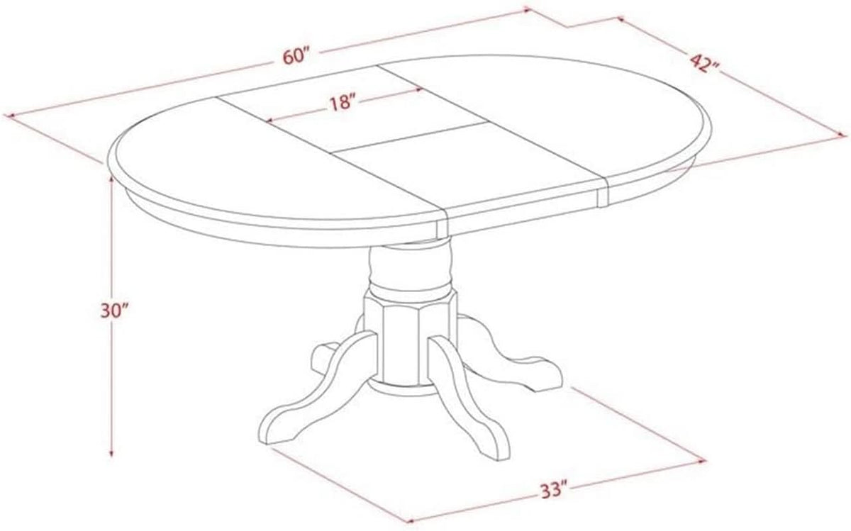 Avon Oval Dining Table 42x60 Linen White Butterfly Leaf