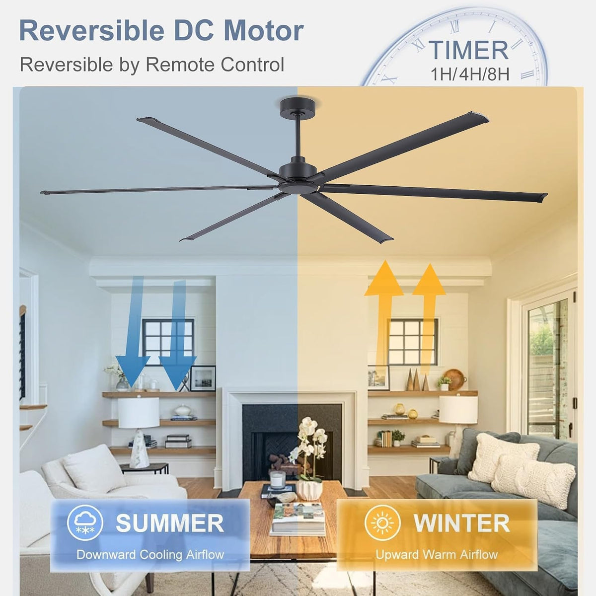 Black 120-Inch Reinforced Multipurpose Ceiling Fan