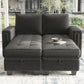 Grey Velvet Modular Sectional Sofa With Storage And Sleeper
