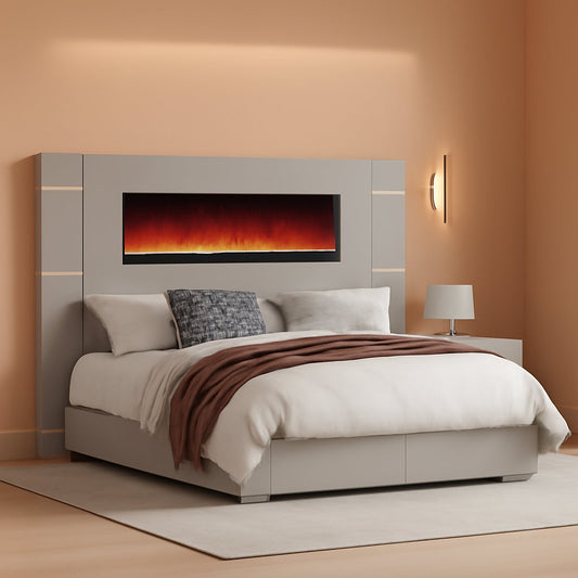 California King Fireplace Bed Frame Tall Headboard