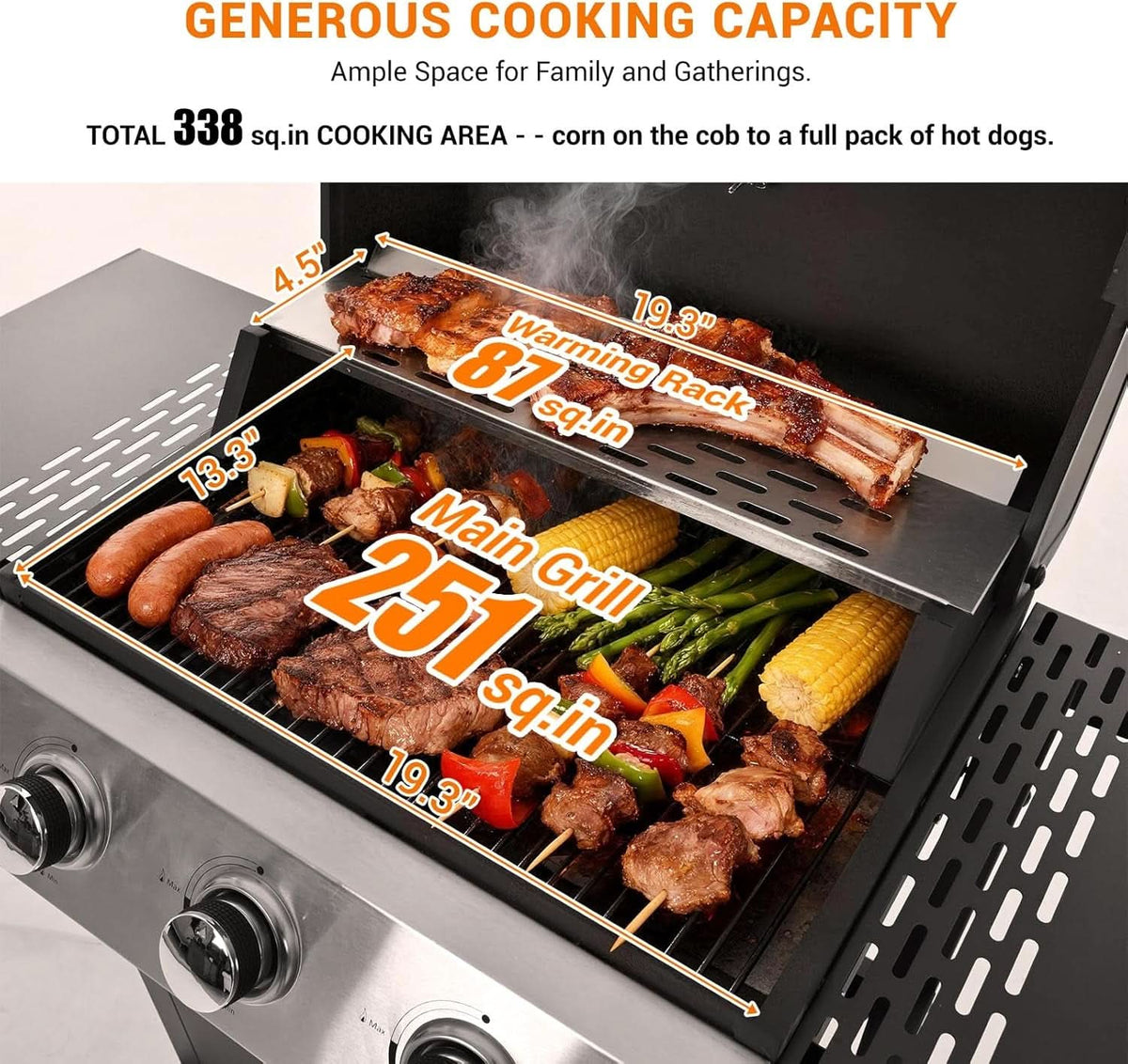 Stainless Steel Three Burner Propane Grill 25650BTU