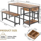 Rustic Dining Table Set For 4 To 6 With Storage Drawer